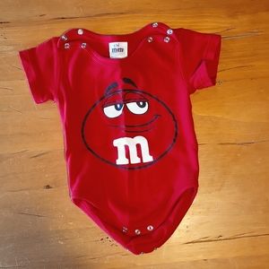 m&m 12month red baby onesie